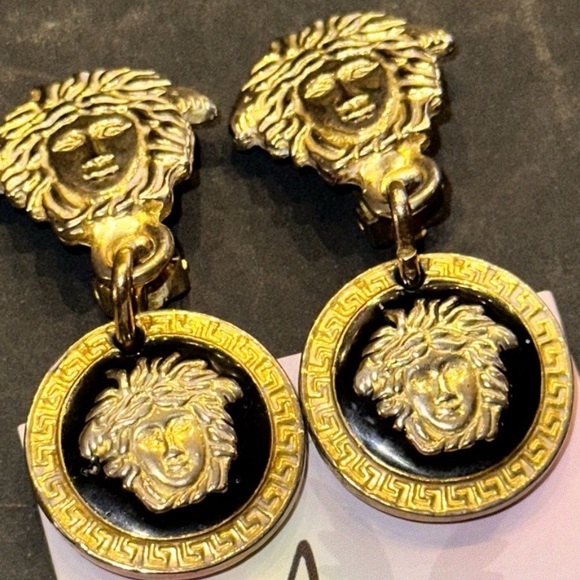 Versace: 'The Wolf Of Wall Street' Gold Earrings - Picture 4 of 7